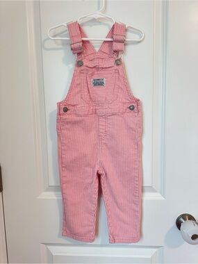 Levi's 2T Pink Pinstripe Toddler Overalls - Adjustable Straps